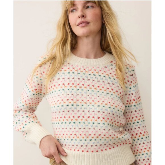 Marine Layer Rainbow Puff Sleeve Crewneck Sweater Large MSRP$178 - Picture 3 of 17